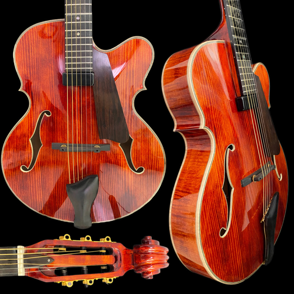 Yunzhi YZ-19NYL Luthier Handcrafted 16" Jazz Electric Archtop Mahogany Hollow Body Gloss Ebony Fingerboard Spruce Sunset