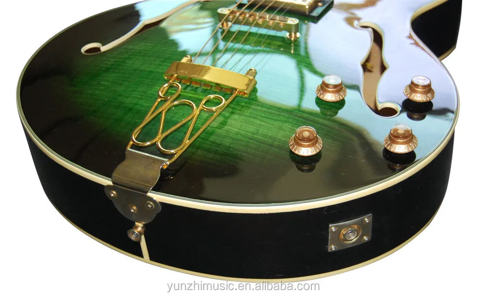 Yunzhi Customizable Electric Jazz Guitar Semi Hollow Body Solid Maple Carved Archtop Ebony Fingerboard Handmade Musical