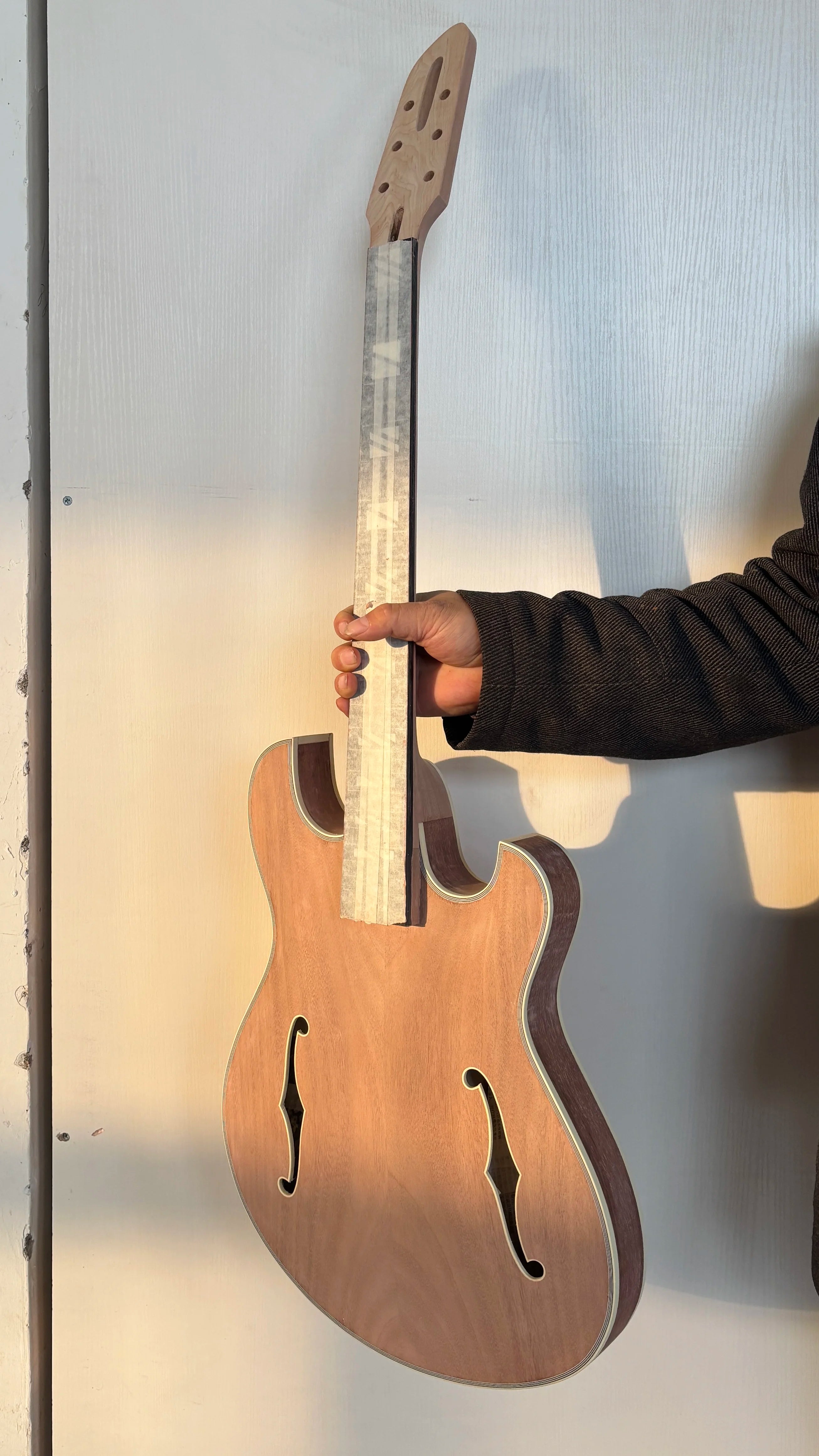 Handmade Archtop Languedoc Style Jazz Guitar-Luthier Guitar Kits Spruce Top Ebony Carved Mahogany Body Professional Electric