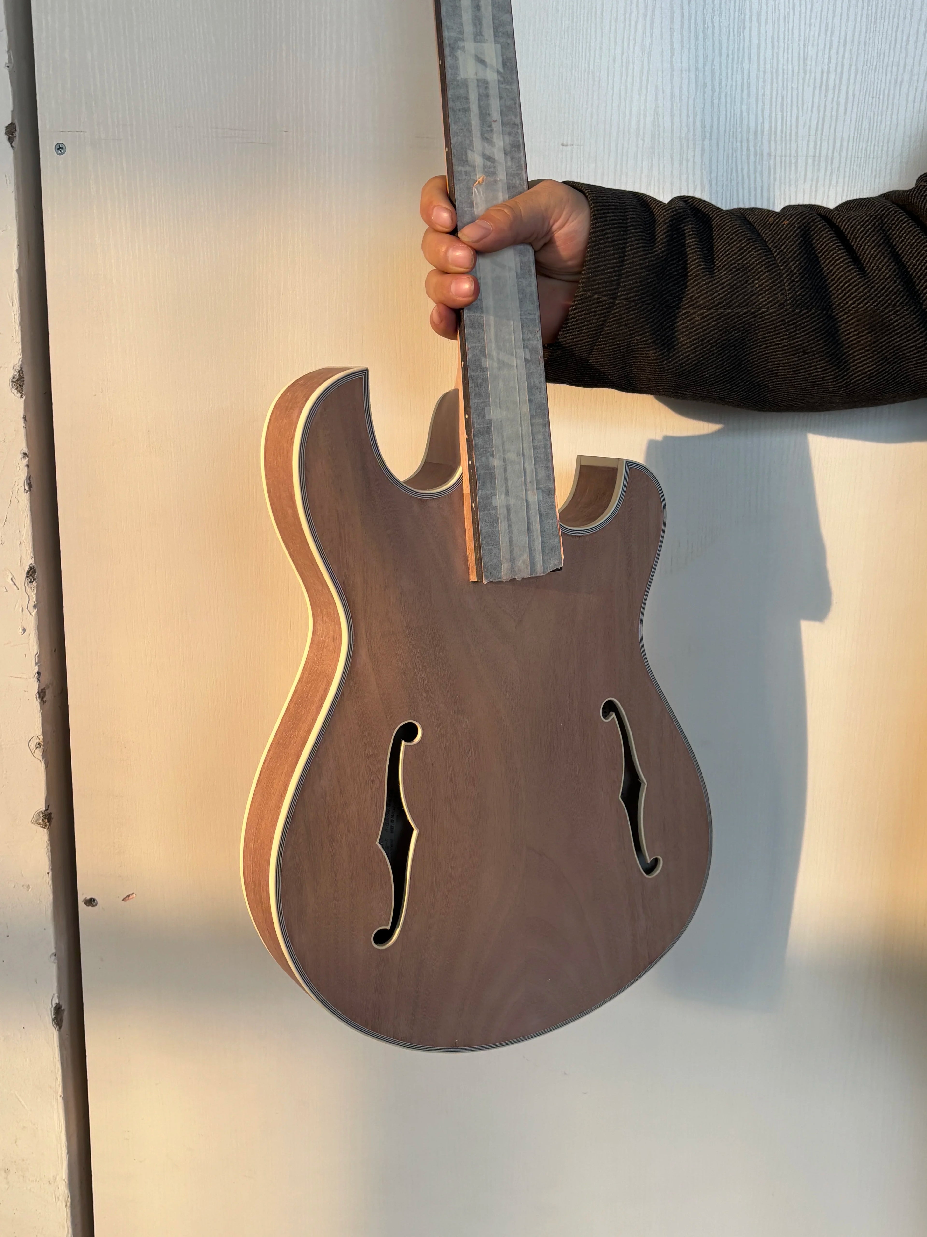 Handmade Archtop Languedoc Style Jazz Guitar-Luthier Guitar Kits Spruce Top Ebony Carved Mahogany Body Professional Electric