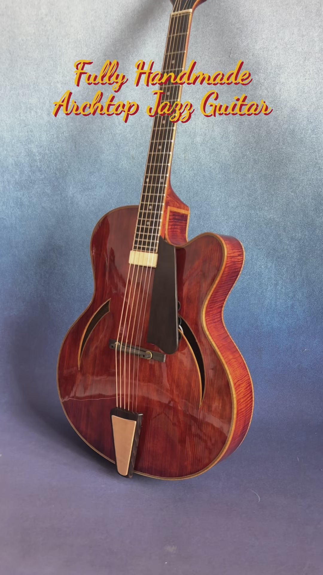 Yunzhi Handmade Jazz Guitar Spruce Top Solid Flamed Maple Body Customizable Electric Guitar Ebony Fingerboard Archtop 17Inch